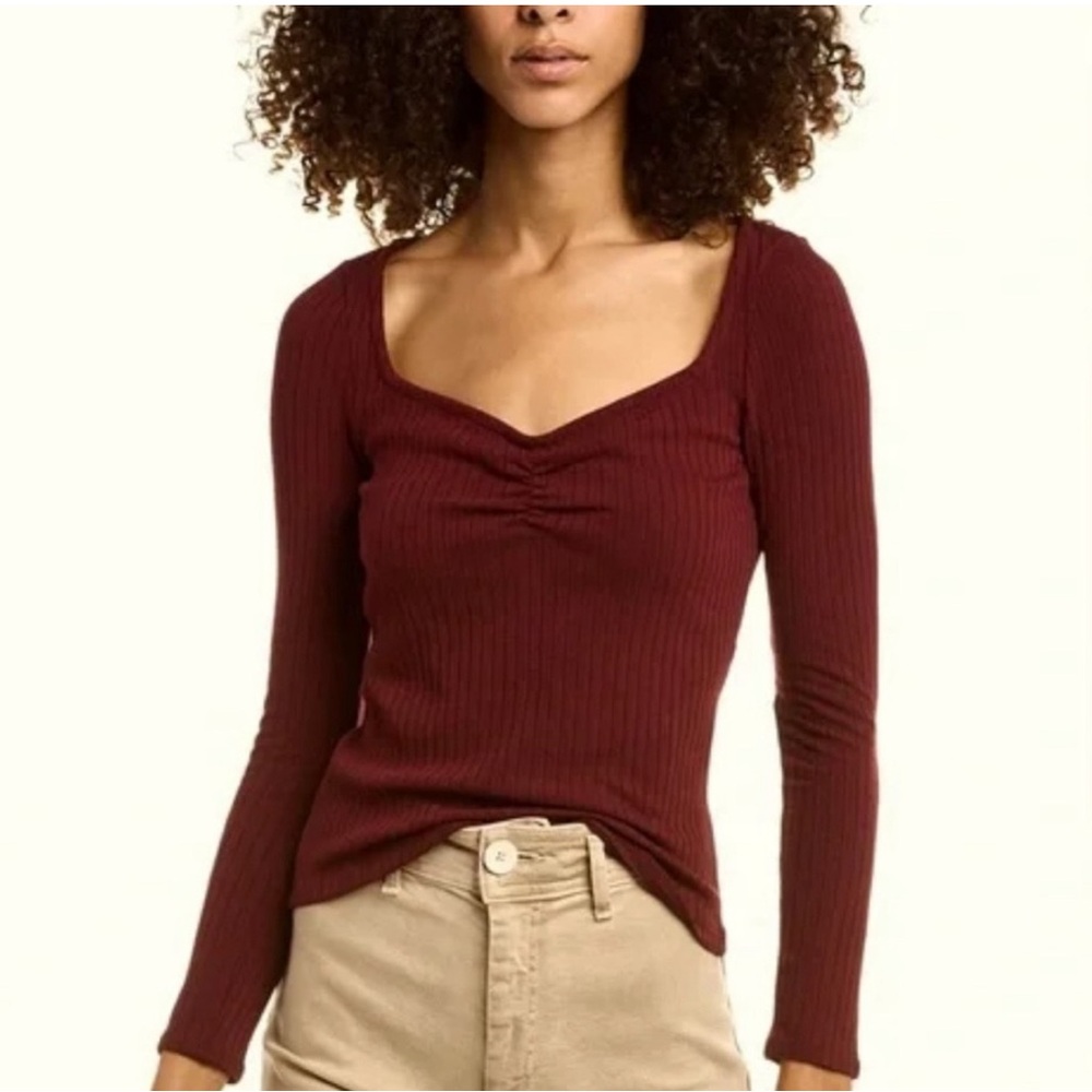Madewell Maroon Long Sleeve Top - Medium